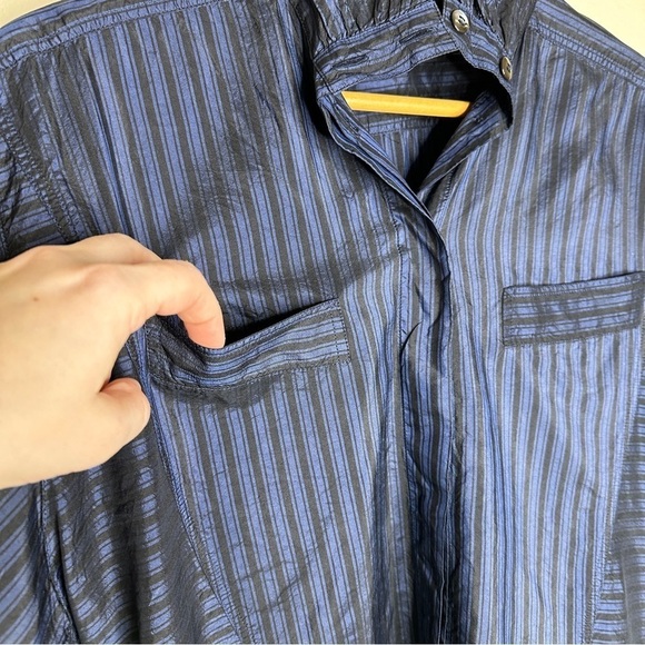 Vintage Escada 100% Silk Blue Stripe Blouse Size 38 US M - Picture 4 of 11